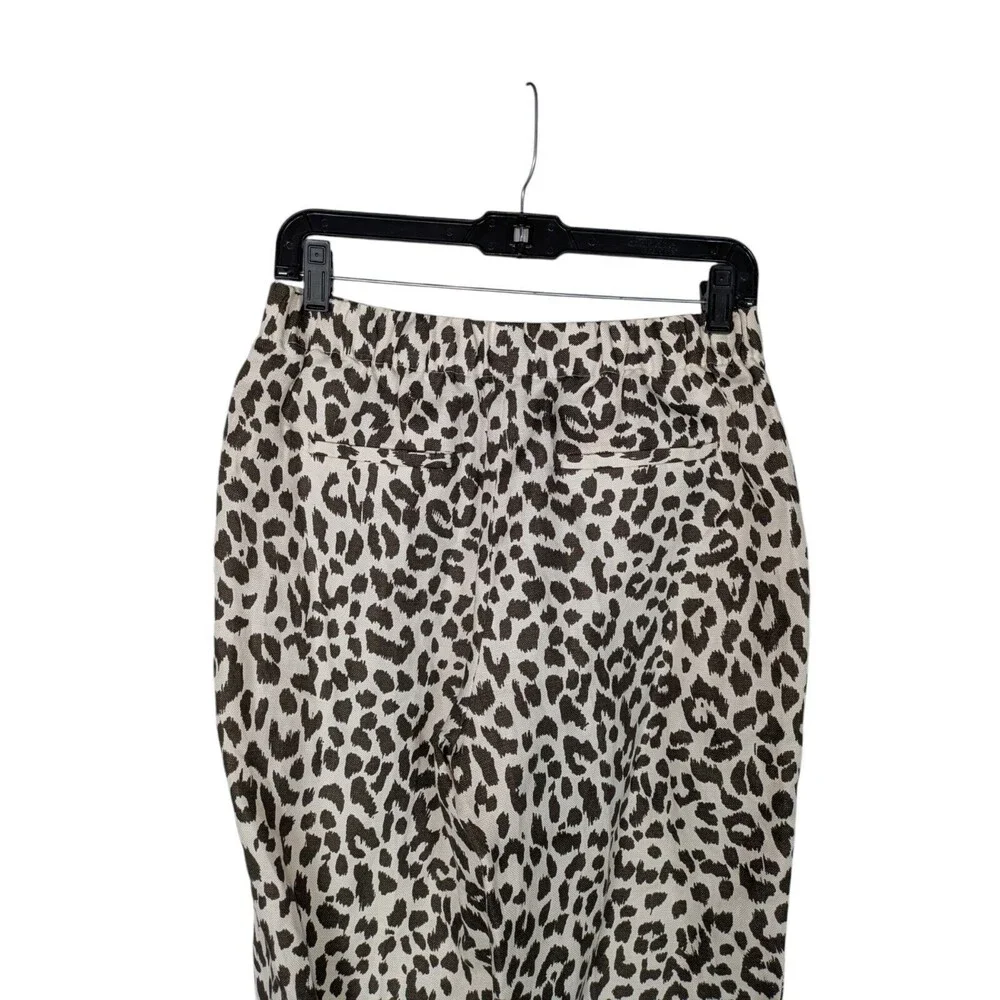 J. Crew Tan Black Leopard Print Linen-Blend Tall 